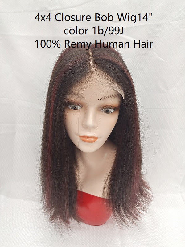 High light Bob wig Natural black color, 100% Brazilian hair