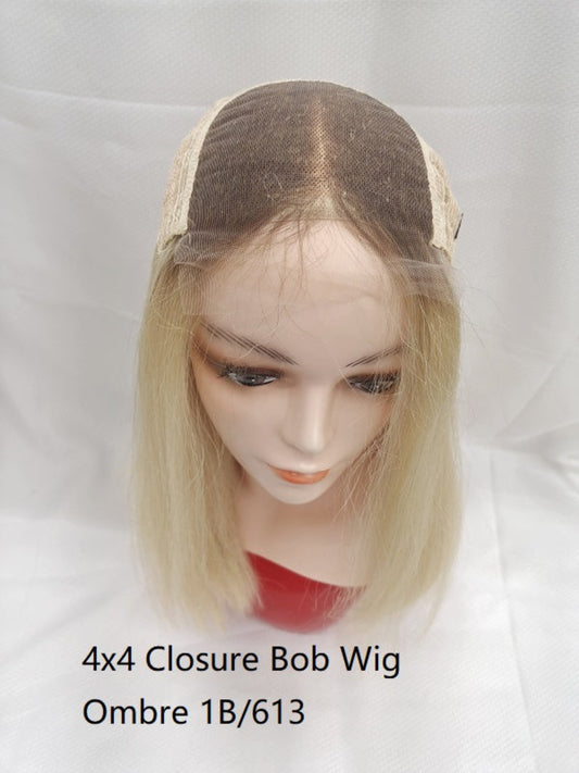 Bob Wig  Color T1b/613 ,swiss lace closure handtied , Remy Finest human hair ,