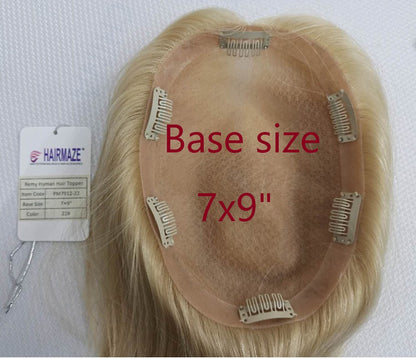 Base size 7*9" length 12" Fine Human Hair Toppers
