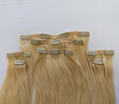 7 Pcs Clip-On extensions18-20" Remy 100% Human Hair straight