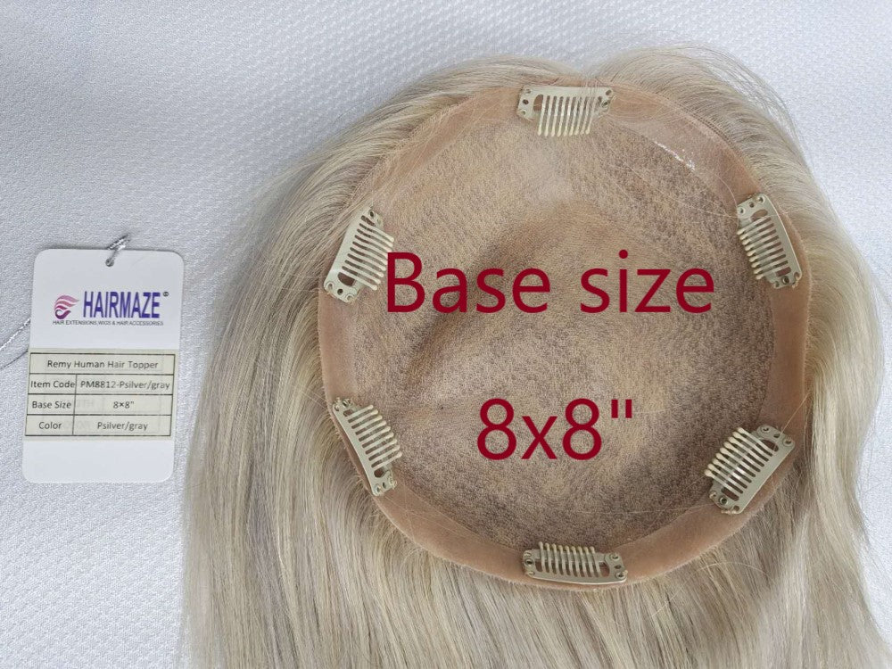 Base size 8*8" length 12" Fine Human Hair Toppers