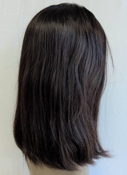 Precut Glueless Brazilian hair Bob Wig Natural black color, T-Style frontal lace handtied
