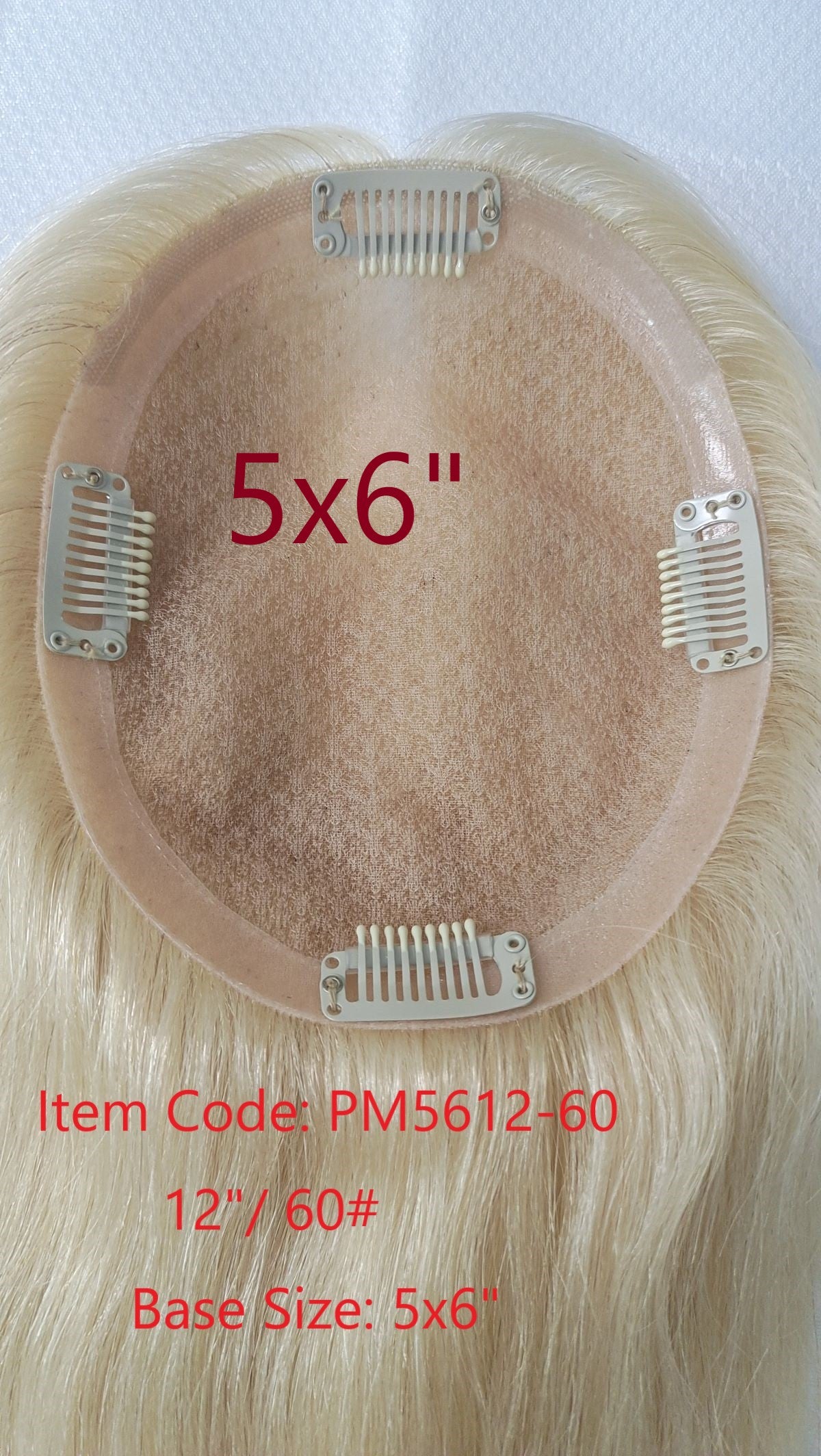 Base size 5*6" length 12" Fine Human Hair Toppers