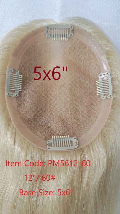 Base size 5*6" length 12" Fine Human Hair Toppers