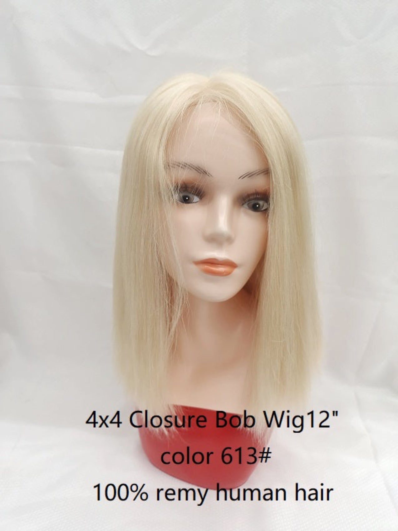 Brazilian Hair Bob Wig Blonde 613 color,swiss lace closure handtied image 0