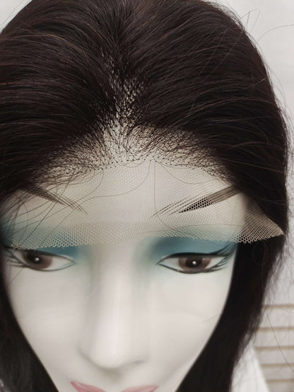 Precut Glueless Brazilian hair Bob Wig Natural black color, T-Style frontal lace handtied