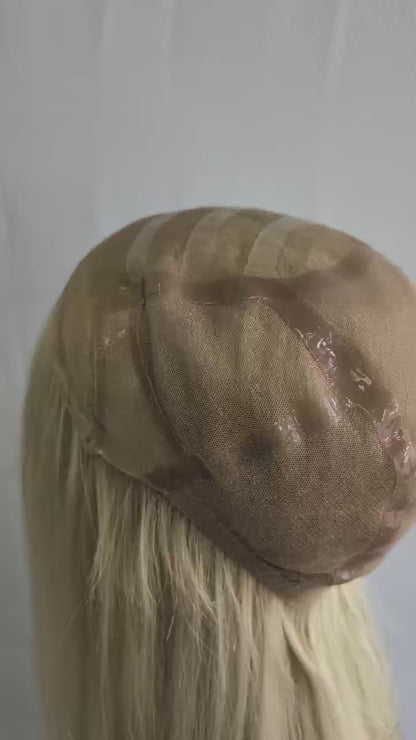 Super Wigs handmade Swiss lace Fine Desirable human Hair wig 18"